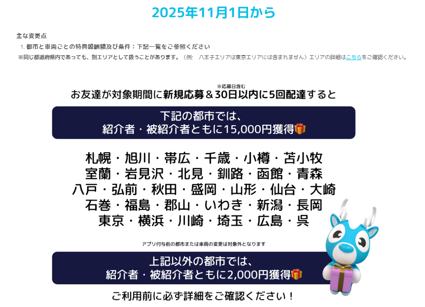11月1日日からのキャンペーン内容