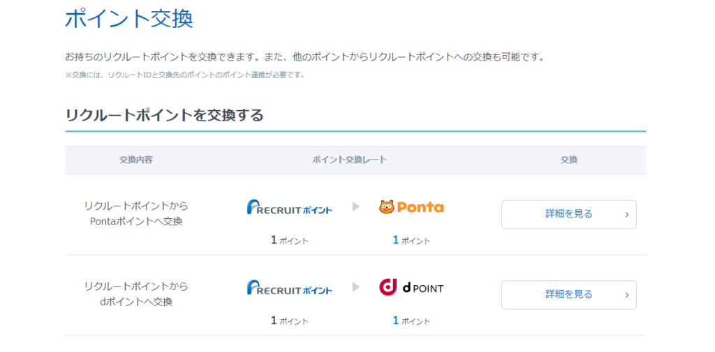 Pontaポイントやdポイントに変換する時のポイント交換画面