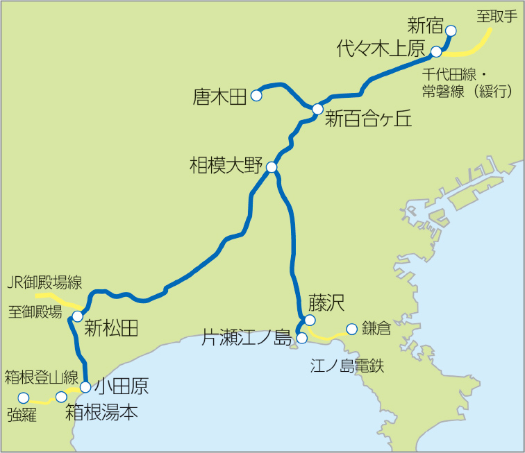 小田急路線の概要地図　